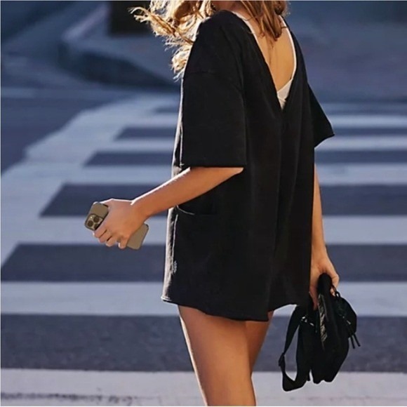 Free People Movement‎ | Hot Shot Tee Romper | Black Faded Reversible Small | NWT - Picture 4 of 15